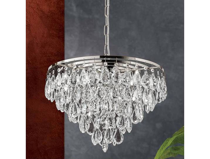 ORION Kristall Hängeleuchte Celeste, dimmbar, chrom / silber, für Wohn- / Esszimmer, Kristall