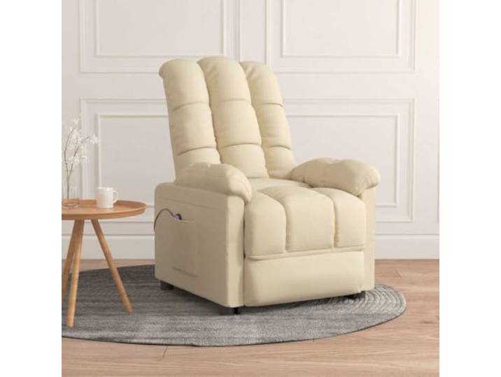 HEFZGDB Elektrischer Relaxsessel mit Liegefunktion und Fernbedienung, Creme Stoffbezug, 3 verstellbare Positionen, bequem und atmungsaktiv
