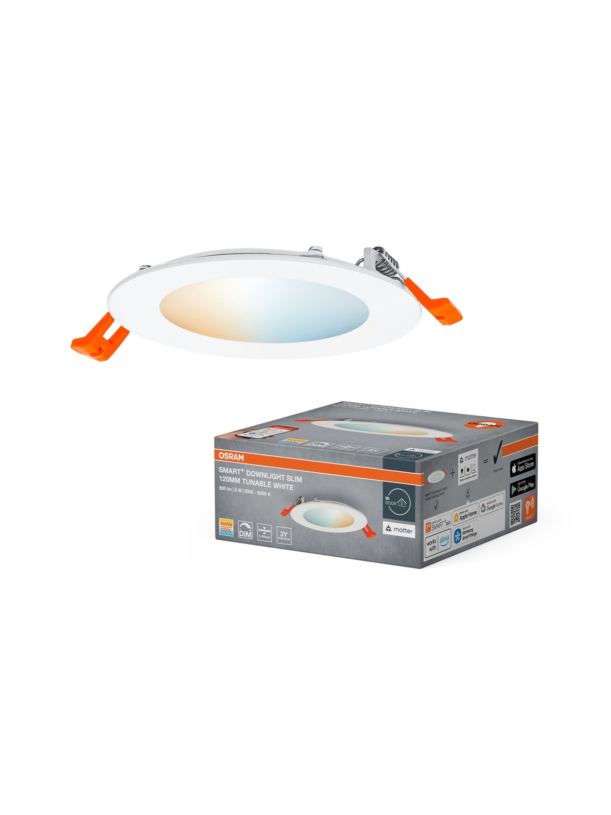 Osram SMART+ Downlight Slim 550lm 8W/827-865 120mm white WiFi