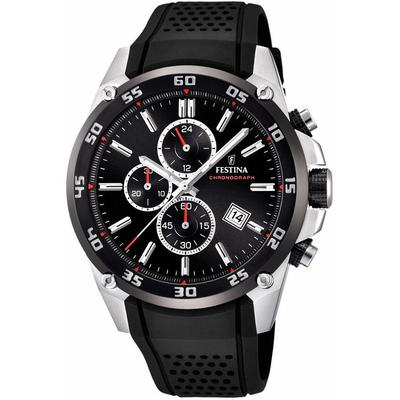 Chronograph FESTINA "The Originals", schwarz (schwarz, schwarz), Armbanduhren, Herren, silberfarben, Chronograph, Armbanduhr, Quarzuhr, Herrenuhr, Stoppfunktion, bis 10 bar wasserd.