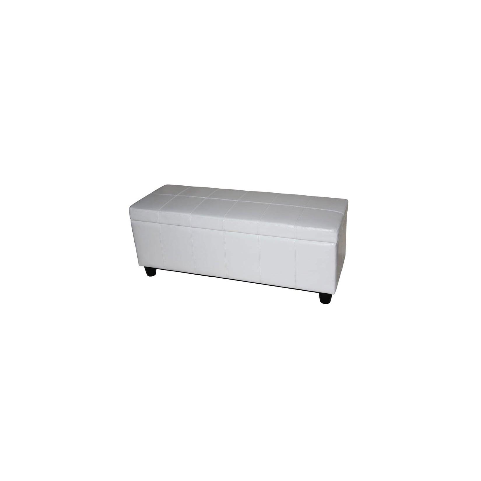 Aufbewahrungs-Truhe Sitzbank Arezzo, Leder + Kunstleder, 112x45x45cm MVG-zertifiziert ~ weiß