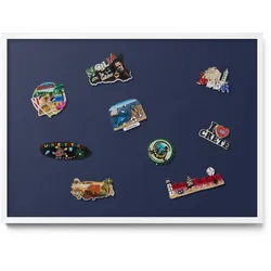 MAGNETTAFEL 70x50 cm Weißer Rahmen Dunkelblau