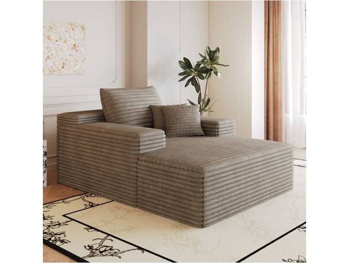 Canapé compressé modulable AESVAR 1 place 60x115x159 cm sans montage corduroy Camel