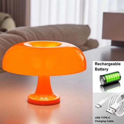 Inspired Finds Minimalist Modern Orange Mushroom Table Lamp Danish Designer Style orange Charging