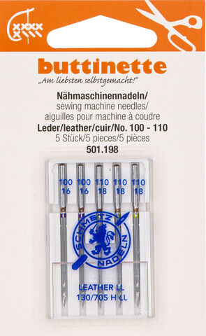 buttinette Nähmaschinennadeln "Leder", Stärke: 100–110, Inhalt: 5 Stück