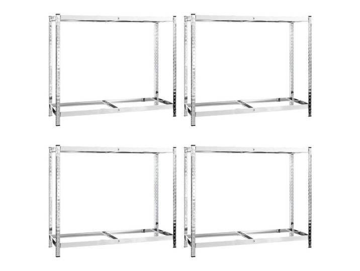 vidaXL Schwerlastregal Reifenregale mit 2 Böden 4 Stk. Silbern 110x40x110 cm Stahl, 1-tlg.