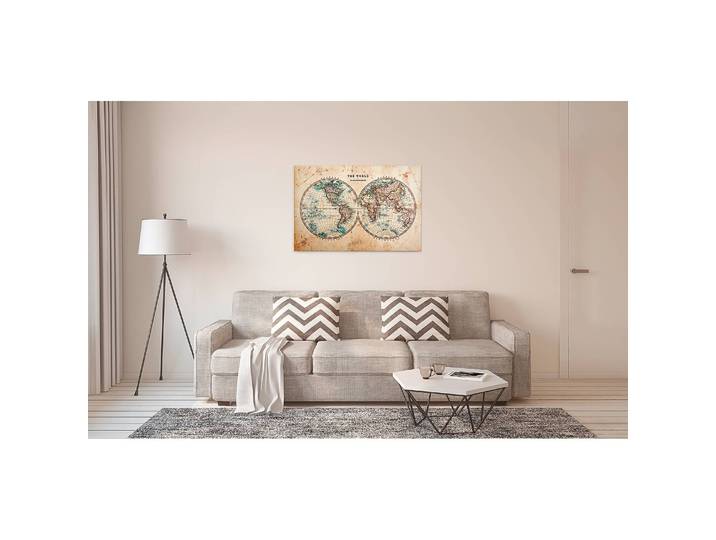 Impression sur toile Vintage Hémisphères Polyester PVC / Épicéa Beige 90 x 60cm