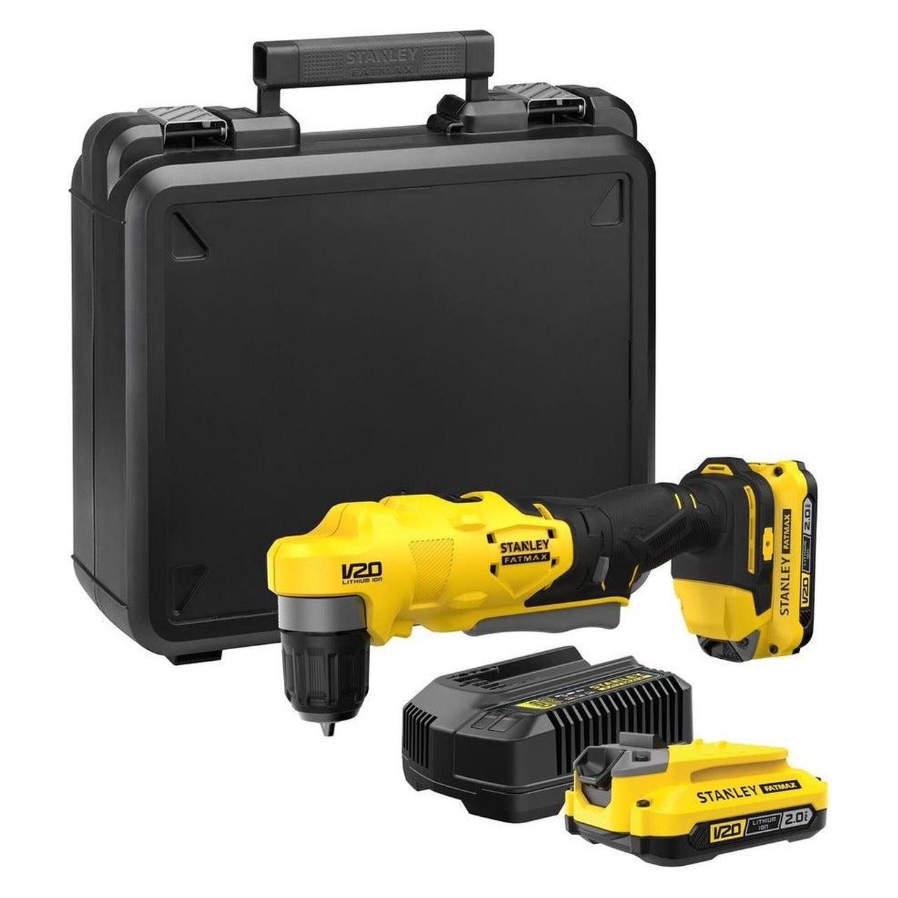 Stanley ST WKRĘTARKA KĄTOWA V20 SFMCD750D2K 2x2,0Ah (Bohrmaschine, Bohrschrauber, Schlagbohrmaschine, Winkelbohrmaschine) (SFMCD750D2K-QW)