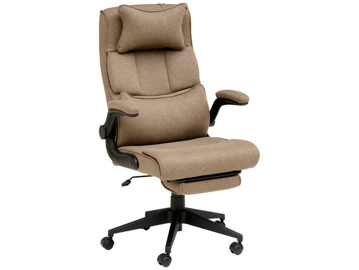 Livetastic Chefsessel, Braun, Metall, Kunststoff, Textil, Drehkreuz, 62x112-122x65 cm, inklusive Armlehnen, Büromöbel, Bürostühle, Chefsessel