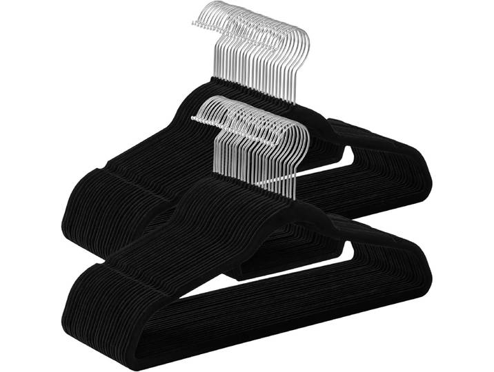 Kleiderbügel Samt 50er Set Schwarz