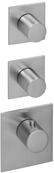 Herzbach Logic XL Fertigmontageset 11.522015.1.09 Universal-Thermostat-Modul, 3 eckige Armaturenblenden, Edelstahl gebürstet