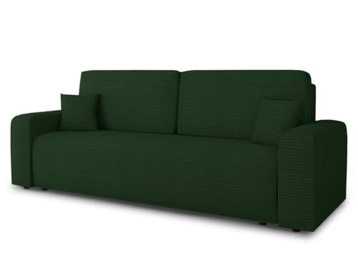 Sofnet - Schlafsofa Spark mit Bettkasten (Grün, Poso 014) Sofa mit Schlaffunktion, Bettsofa, Polstersofa, Bonellfederkern, Cordstoff, große Schlaffläche, TOP Design
