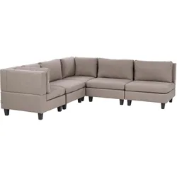 ECKFSOFA Modul 5-Sitzer rechtsseitig Braun Stoff Unstad