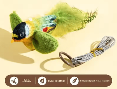 Inspire Curations ChirpyPounce Interactive Hanging Bird Cat Toy green