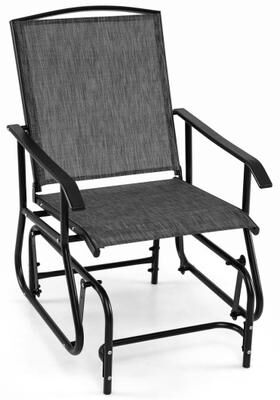 Costway Outdoor Glider Chair with Metal Frame and Armrests-Gray