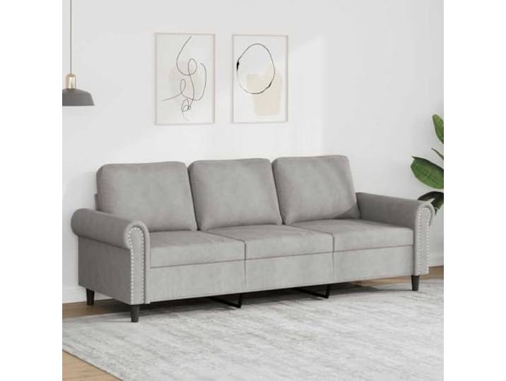 HEFZGDB 3-Sitzer Sofa Hellgrau 180 cm Samt Stoff Polstermöbel mit Metallgestell, Bequem Sitzgelegenheit für Wohnzimmer, Robustes Design und Weiche Sitzflächen, Moderner Hingucker