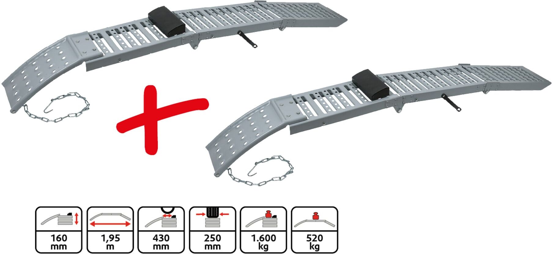 KS Tools Klappbare Auffahrrampe, paarweise (160.0318)