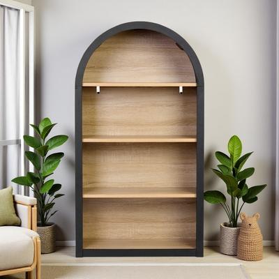 ZWYO HOSIMU "43.31""H 4-Tier Arched Bookshelf with Storage Shelves, MDF Construction, Anti-Tipping Design for Home Office and Living Room"