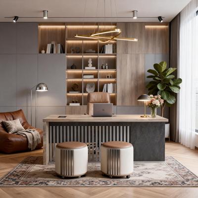 WESOME Modern Executive Office Desk Computer Bussiness Desk with Cable Management