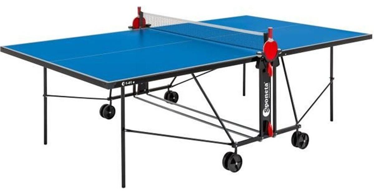 SPONETA Kompakte Outdoor-Tischtennisplatte Blau/Schwarz mit Netz, Melamin-Oberfläche