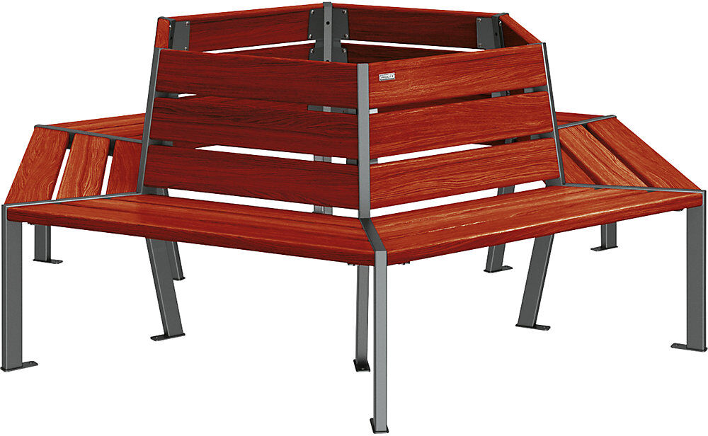 Baumsitzbank SILAOS®, Höhe 821 mm, Länge 1929 mm, anthrazitgrau, mahagoni PROCITY