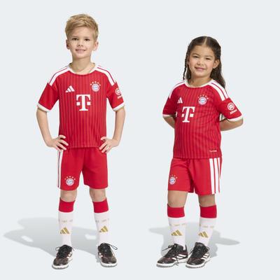 Trainingsanzug ADIDAS PERFORMANCE "FC BAYERN MÜNCHEN 26/27 KIDS HEIMAUSRÜSTUNG", Kinder, Gr. 116, rot (better scarlet, weiß), Obermaterial: 100% Polyester, Sportanzüge Trainingsanzug, (3-tlg), für junge Fußballfans, mit regulärem Schnitt