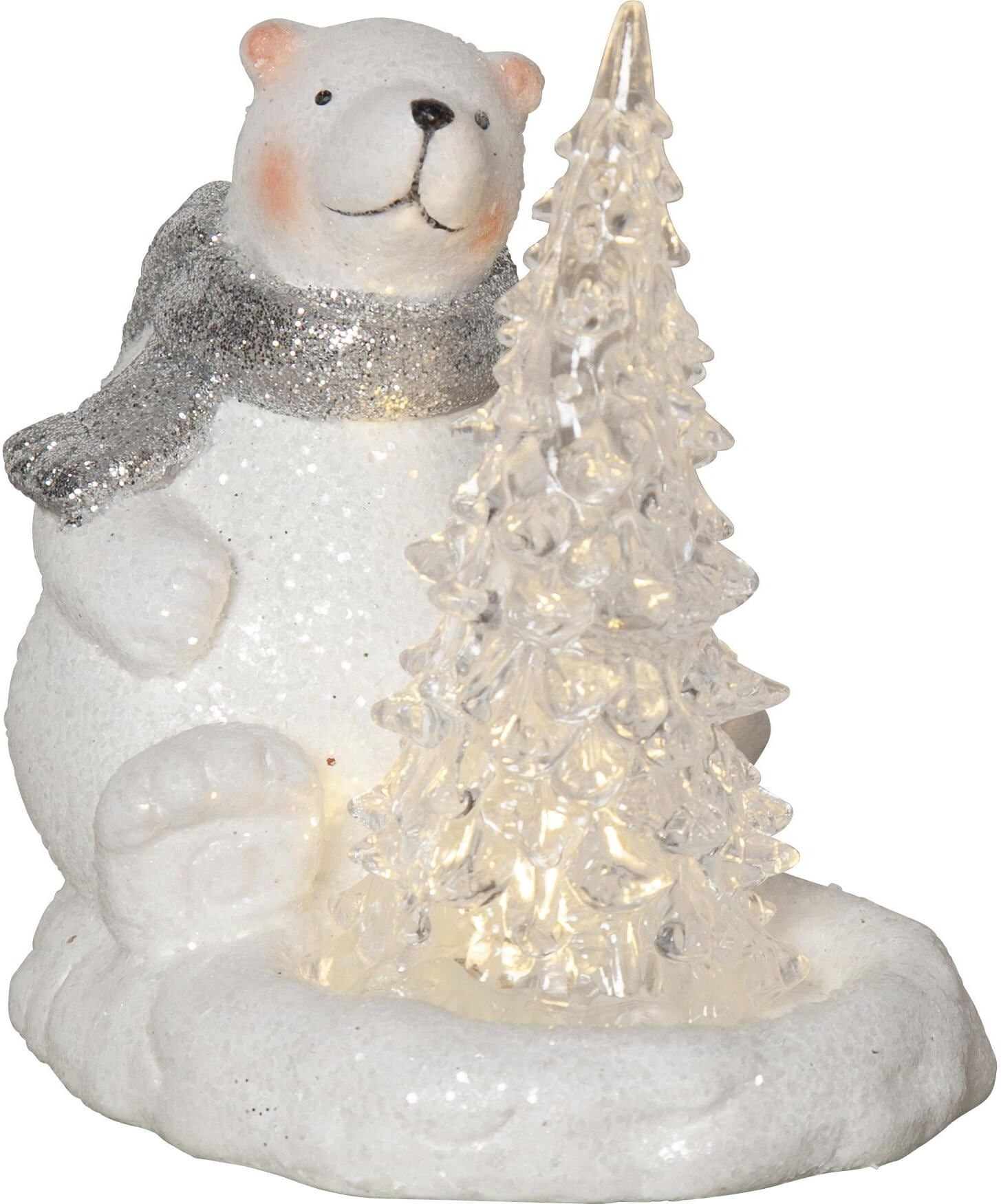 Weihnachtsfigur "Star Trading LED-Figur Polare, 14 cm", weiss (weiß, neutral), B/H/T: 14cm x 14cm x 10cm, Dekofiguren, Weihnachtsfigur weiß, neutral B/H/T: 14cm x 14cm x 10cm