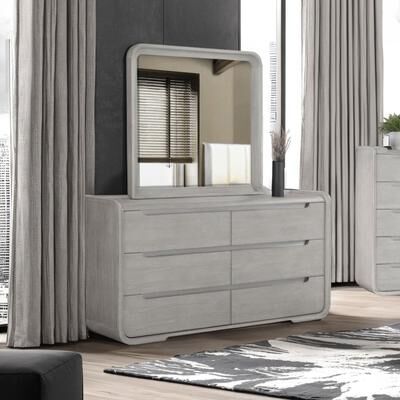 Furniture of America Addeso 2-Piece Modern 6-Drawer Dresser and Mirror Set