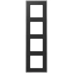 Jung AV584GLMSW Glasrahmen 4fach, A VIVA, Glas, schwarz, senkrechte und waagerechte Montage AV 584 GLM SW