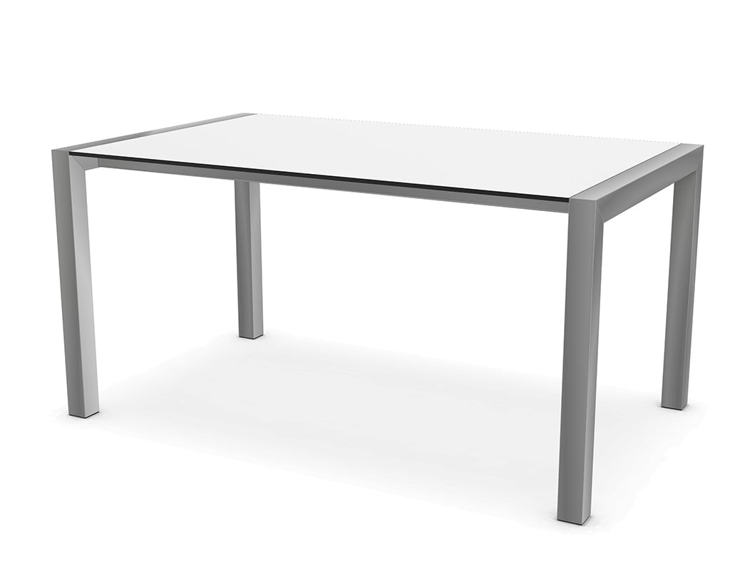 Kristalia Sushi Fenix-NTM® Indoor Tisch (mit schwarzer Kante, Tischplatte weiß K... mit schwarzer Kante | Tischplatte weiß Kos 0032, Beine eloxiertes Aluminium | 90 x 150cm 01SUS07F