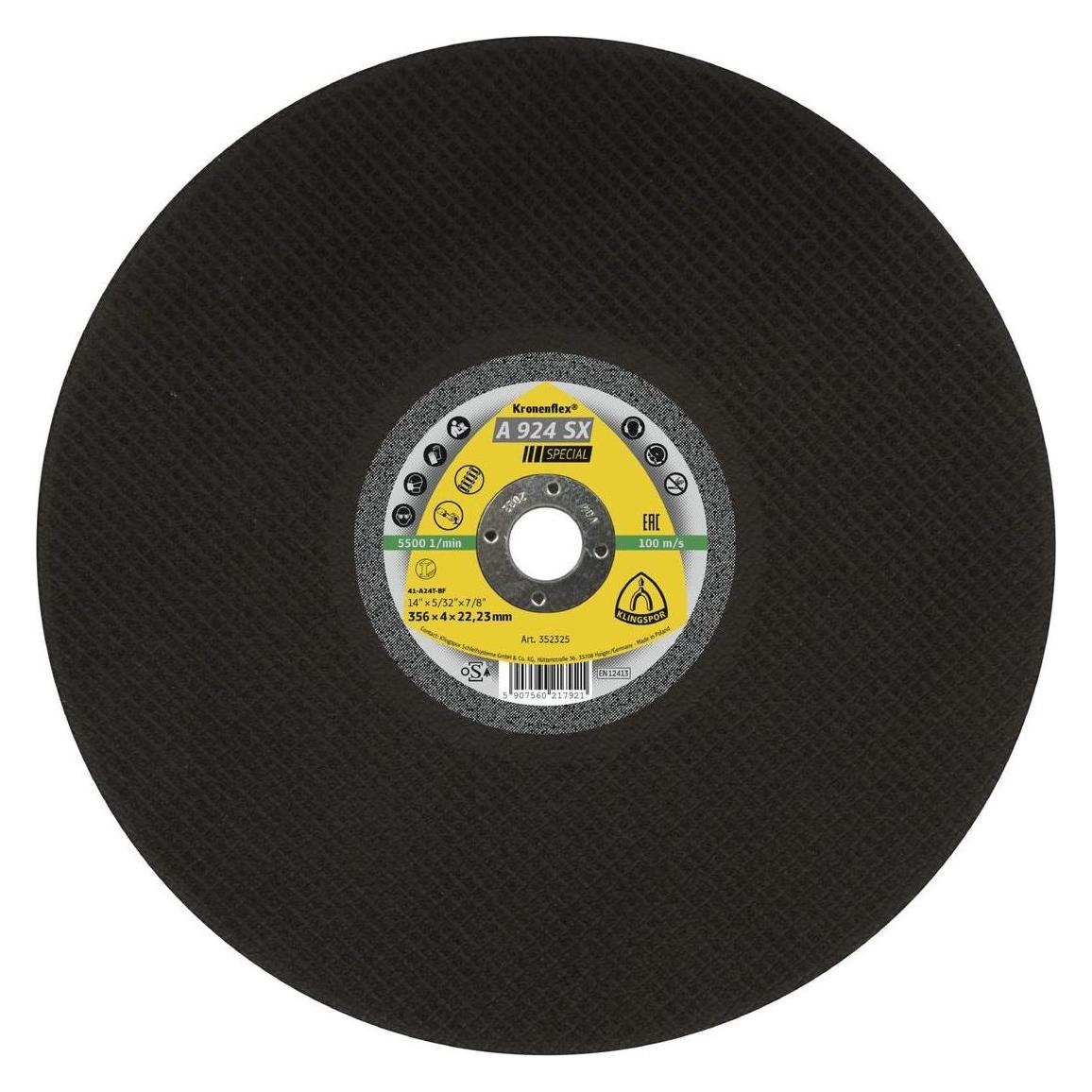 Klingspor TARCZA DO CIĘCIA METALU 356*4,0*25,4 A924SX Special DO SZYN KOLEJOWYCH (353097)