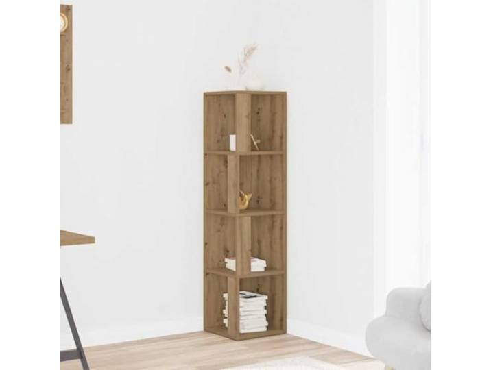 Eckregal Artisan-Eiche 33x33x132 cm Holzwerkstoff Standregal mit Stauraum Artisan-Eiche Optik, robustes Holzwerkstoff, platzsparendes Eckdesign, einfache Reinigung, mit Wandhalterung zur Sicherung