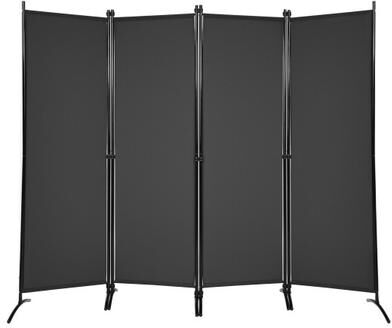 Costway 4-Panel Room Divider with Steel Frame-Black