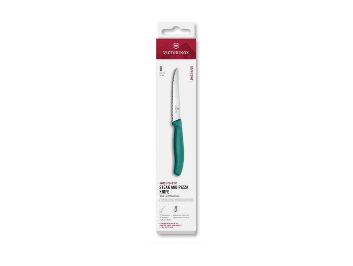 Steakmesser VICTORINOX Swiss Classic, 11 cm, 6 Stück , grün, 6 Stk., Stahl, Essmesser, Steakmesser