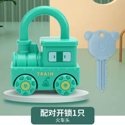 Inspire Curations Montessori Number Lock & Key Toy Cars Interactive Learning Puzzle For Toddlers 13 Years light Green