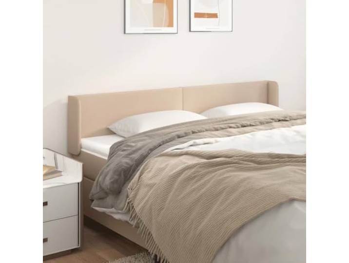 KTHLBRH Kopfteil aus Kunstleder, Cappuccino, klassisch, elegantes Design, höhenverstellbar, Beine aus massivem Lärchenholz, stabile Rückenunterstützung