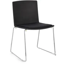 Esszimmerstuhl Giulia 4er-Set aus Metall, modern und stapelbar, silber schwarz, gepolstert