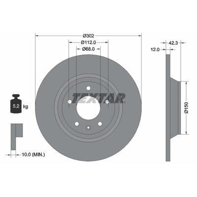 TEXTAR Bremsscheibe PRO 92159503 302mm 12mm für VW
