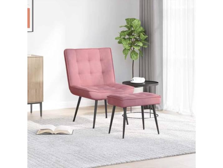 Molumvel Relaxsessel mit Hocker, Samt-Polsterung, Wohnzimmer Sessel Rosa Inklusive Fußstütze, Ergonomisches Design, Für Schlafzimmer & Büro