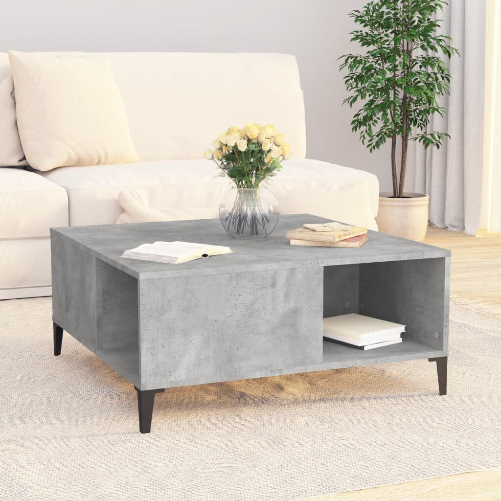Ebern Designs Leilanie Four Leg Coffee Table with Storage Concrete Grey