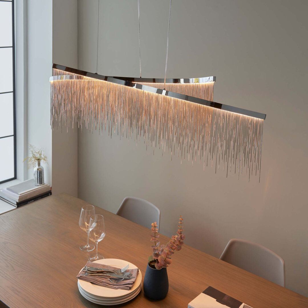 Canora Grey Casswell 2 - Light Chrome Plate And Silver Effect Chain LED Crystal Pendant Chrome Plate And Silver Effect Chain 60cm H X 118cm W X 25cm D