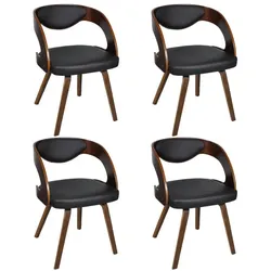 Décoshop26 - Set aus 4 zeitlos designten Küchen-/Esszimmerstühlen aus gebogenem Holz und braunem Kunststoff CDS021669
