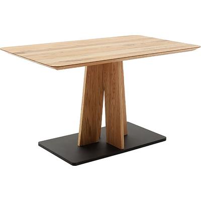 Esstisch MCA LIVING "Marilia Esstisch", beige (naturfarben, naturfarben, schwarz, naturfarben), B:140cm H:76cm T:80cm, Zerreiche, durchgehende Lamelle, Tische, Esstisch, Kreuzförmiges Gestell