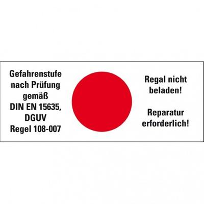 Dreifke® Hinweisetikett Gefahrenstufe rot, Regal nicht beladen!Folie, 100x40mm, 5/Bogen
