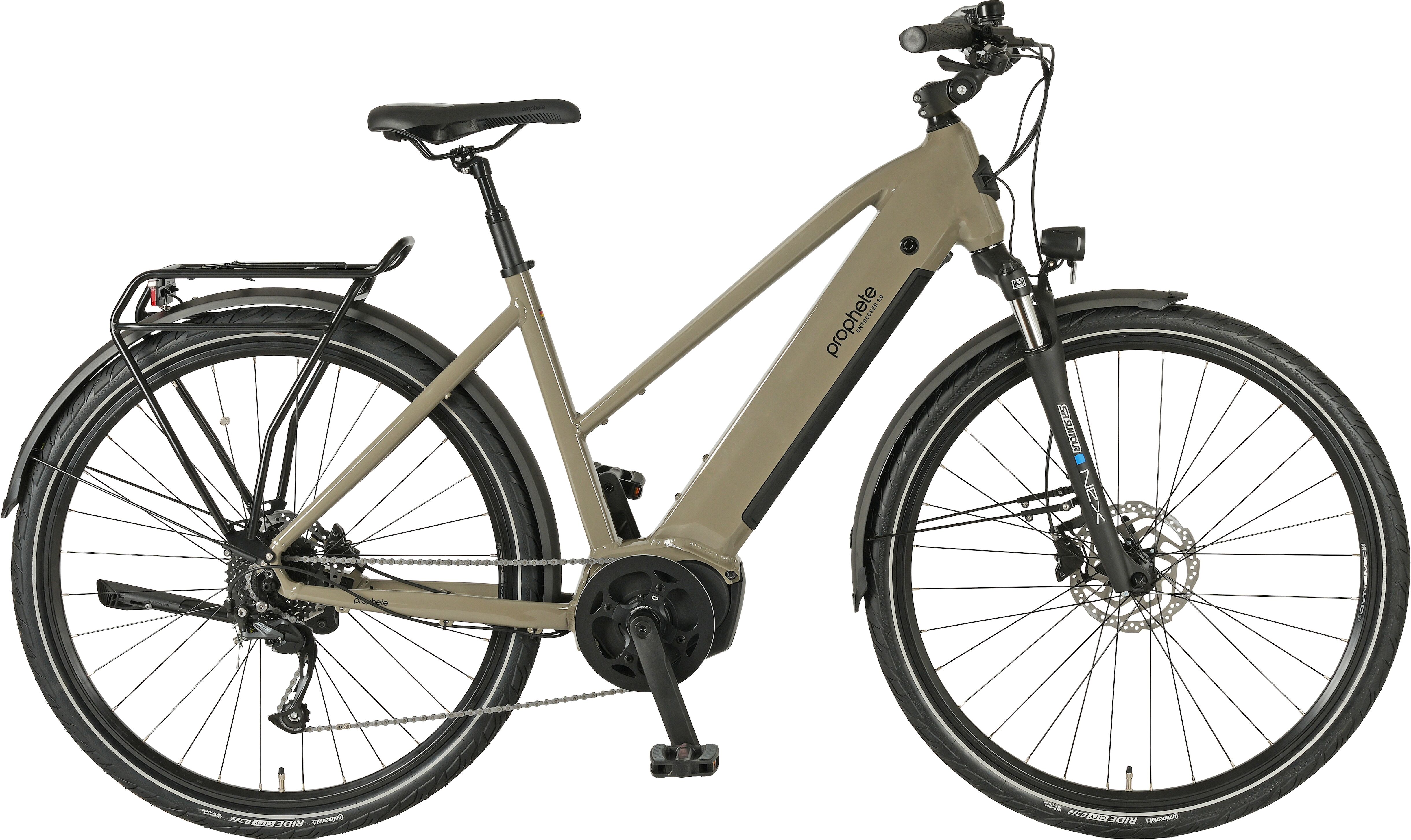E-Bike PROPHETE "Entdecker 3.0" Gr. 50, beige (perlnachtblau, schwarz), Elektrofahrräder, 50cm, 28 Zoll (71,12cm), E-Bike