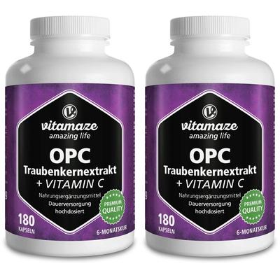 OPC Traubenkernextrakt hochdosiert+Vitamin C Kaps. 2x 2x180 St Kapseln