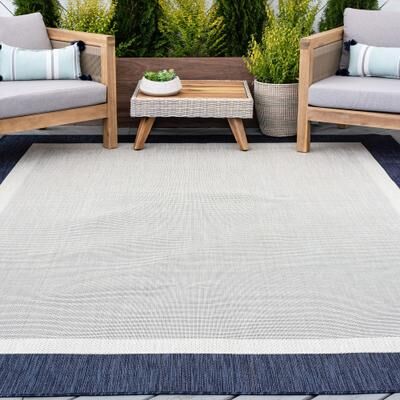 Alise Rugs Exo Coastal Border Indoor/Outdoor Area Rug