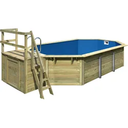 Karibu Pool Modell X4 610 x 400 cm mit Terrasse - kdi mit Metallecken