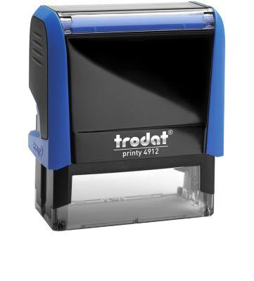 Adress-Stempel trodat® Printy 4912, Gehäusefarbe blau & Stempelabdruckfarbe schwarz