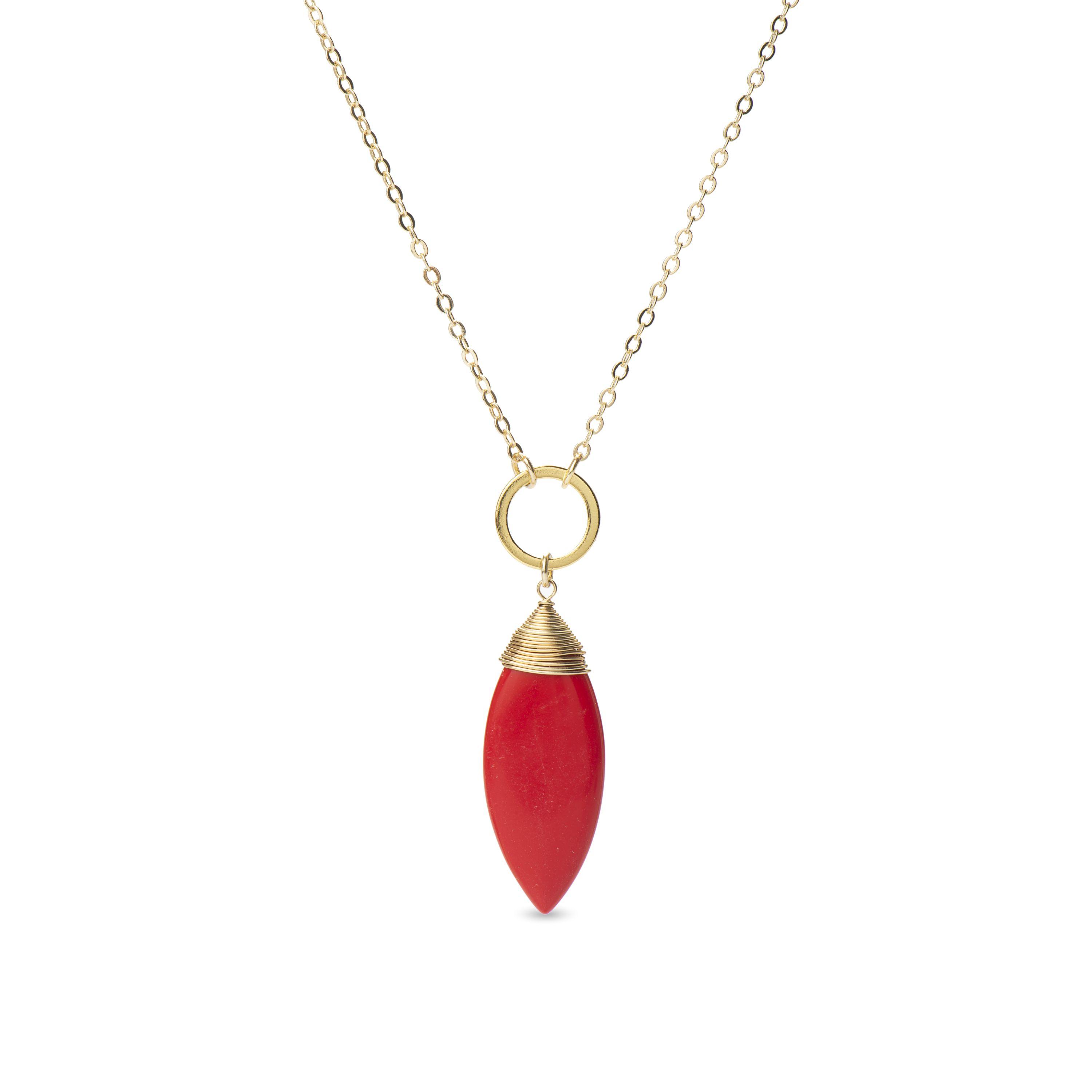 Luxenter collier, metaallegering en koralen collier met 18K vergulde afwerking